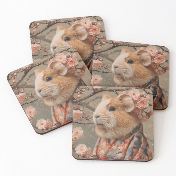 Item preview, Guinea Pig Painting in Japanese Kimono with Cherry Blossoms designed and sold by CuongArtLab.