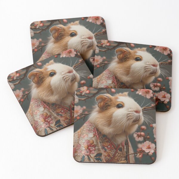 Item preview, Guinea Pig Painting in Floral Kimono with Cherry Blossoms designed and sold by CuongArtLab.