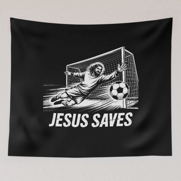 Item preview, Soccer Goalie Goalkeeper Jesus Saves Christian Soccer Player designed and sold by TiffanyLucia.