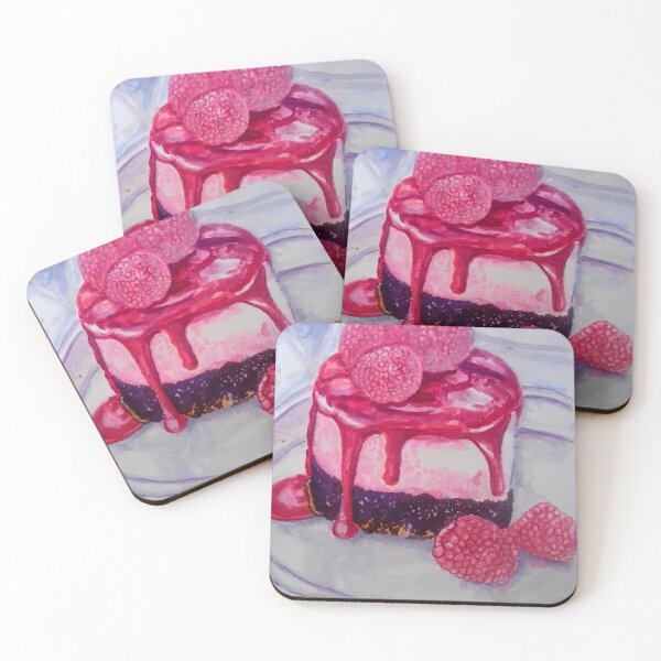 Item preview, Raspberry Cheesecake Watercolor Realistic Food Painting  designed and sold by happiartworks .