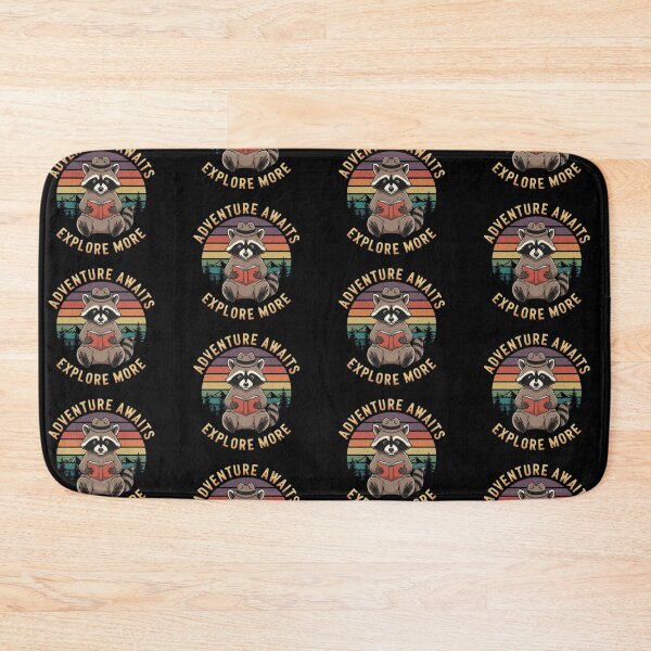 Item preview, Adventure Awaits Raccoon Reading Book Vintage Sunset designed and sold by Dogandesighn.