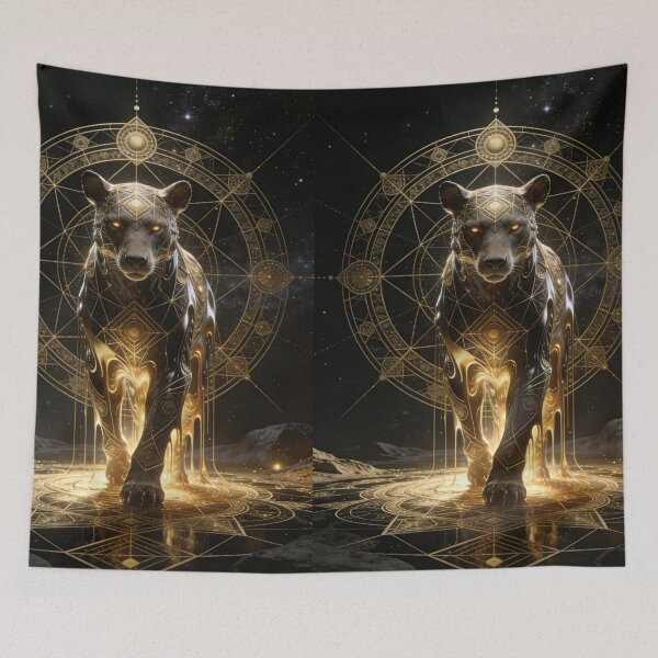 Item preview, Majestic Black Panther | Liquid Gold Sacred Geometry Art | Cosmic Celestial Esoteric Decor designed and sold by Cherrydora.