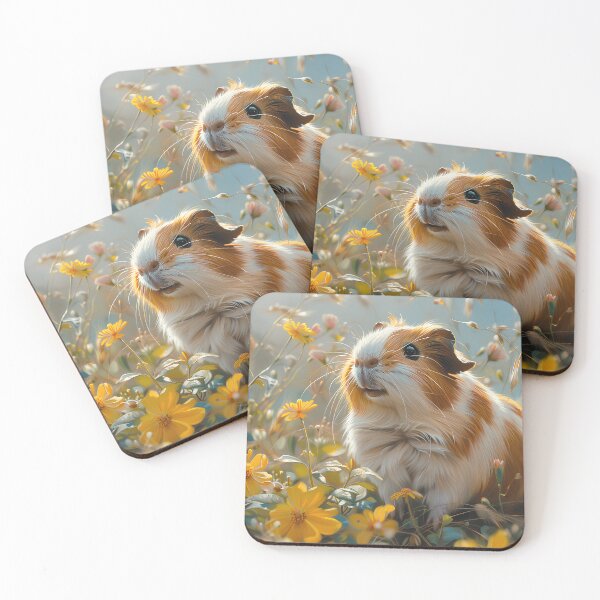 Item preview, Guinea Pig Painting in a Field of Yellow Flowers designed and sold by CuongArtLab.
