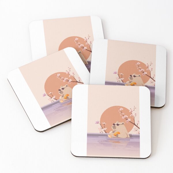 Item preview, Chill Capybara at Sunset – Aesthetic Relaxing Art Print designed and sold by MadeByACJ.