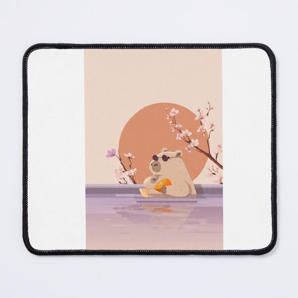 Item preview, Chill Capybara at Sunset – Aesthetic Relaxing Art Print designed and sold by MadeByACJ.