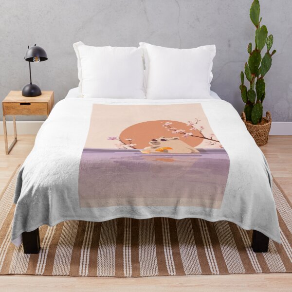 Item preview, Chill Capybara at Sunset – Aesthetic Relaxing Art Print designed and sold by MadeByACJ.