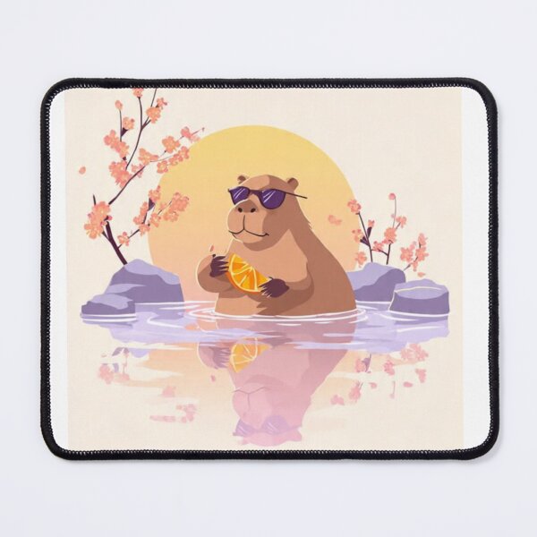 Item preview, Cool Capybara Vibes – Sunset Water Reflection Illustration designed and sold by MadeByACJ.