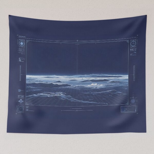 Item preview, Digital Terrain Wireframe Autodesk Simulation Tech Blueprint Design designed and sold by SplashTastic.