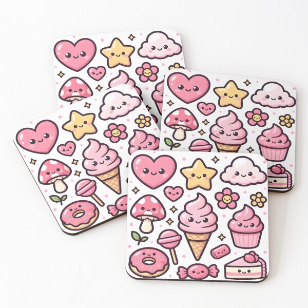 Item preview, Cute Pink Kawaii Dessert Sticker - Aesthetic Ice Cream Donut Cake Heart Graphics designed and sold by humblesoart.