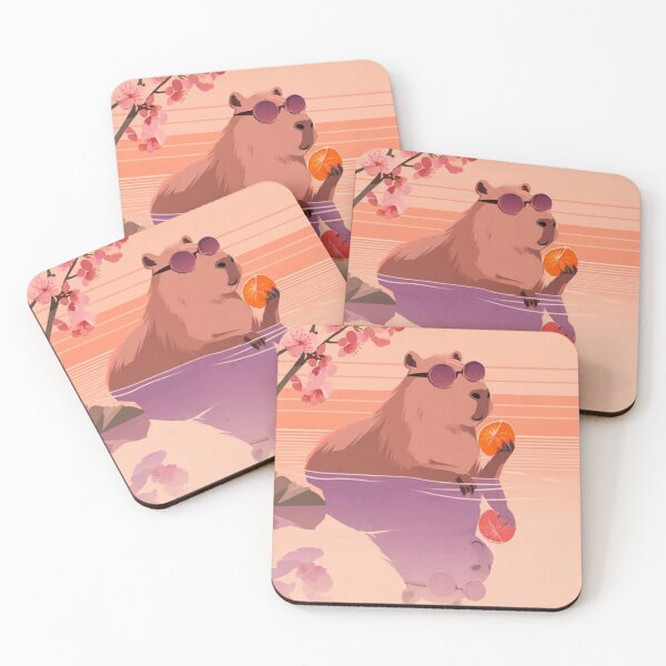 Item preview, Capybara Relaxing in Water – Calm Aesthetic Sunset Design designed and sold by MadeByACJ.