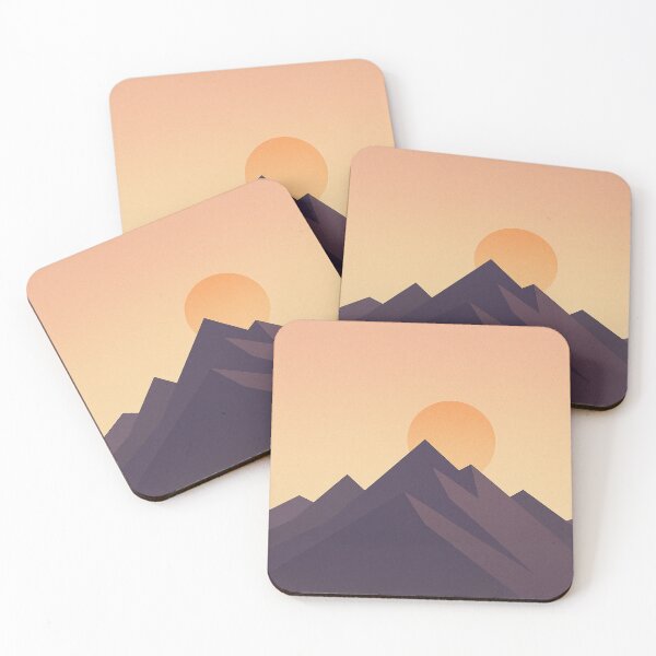 Item preview, Geometric Mountain Silhouette with Rising Sun – Warm Pastel Gradient designed and sold by Fernova.