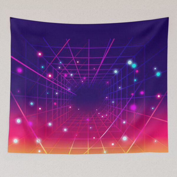 Item preview, Neon Grid Tunnel Retro Futuristic Synthwave Glow Design designed and sold by SplashTastic.