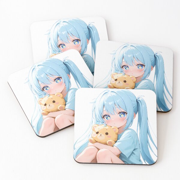 Item preview, Cute Chibi Anime Girl Hugging Teddy Plush Sticker designed and sold by AMPrintsArt.