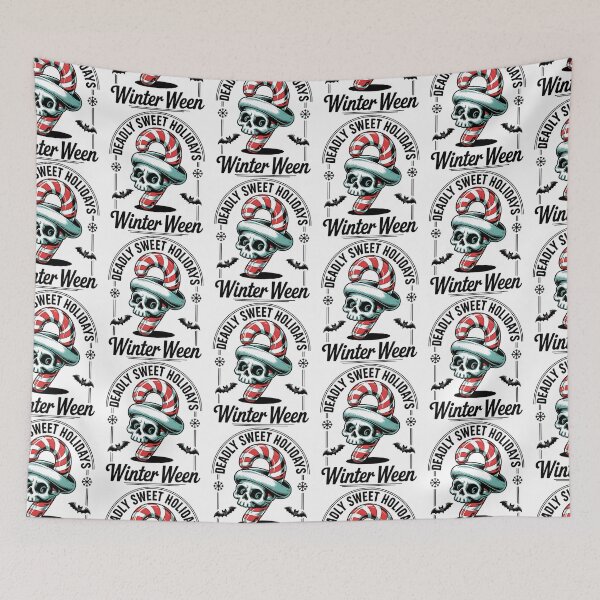 Item preview, Winter Ween Skull – Spooky Holiday Candy Cane Mashup designed and sold by Taans-Creation.