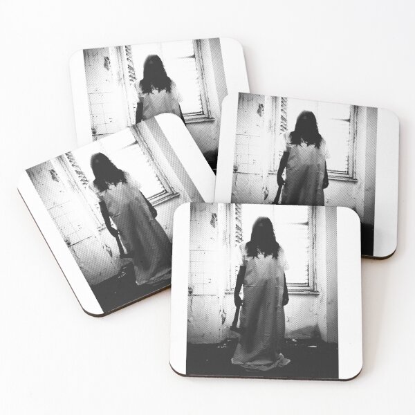Item preview, Dark halftone artwork featuring a ghostly figure and abandoned space. Minimalist, unsettling, cinematic. designed and sold by grande76.