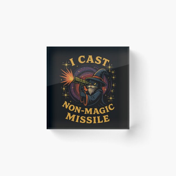 Item preview,  I Cast Non-Magic Missile Funny Cat Wizard Parody Meme designed and sold by love3617.