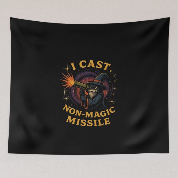 Item preview,  I Cast Non-Magic Missile Funny Cat Wizard Parody Meme designed and sold by love3617.