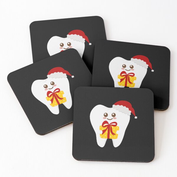 Item preview, Smiling Tooth Cartoon Wearing Santa Hat and Holding Present designed and sold by Pe.peach.