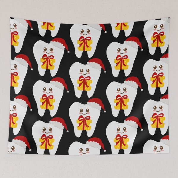 Item preview, Smiling Tooth Cartoon Wearing Santa Hat and Holding Present designed and sold by Pe.peach.