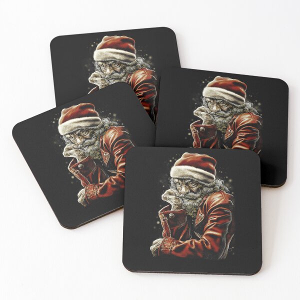 Item preview, Brooding Rebel Santa, designed for black fabrics designed and sold by SteadyRolling.