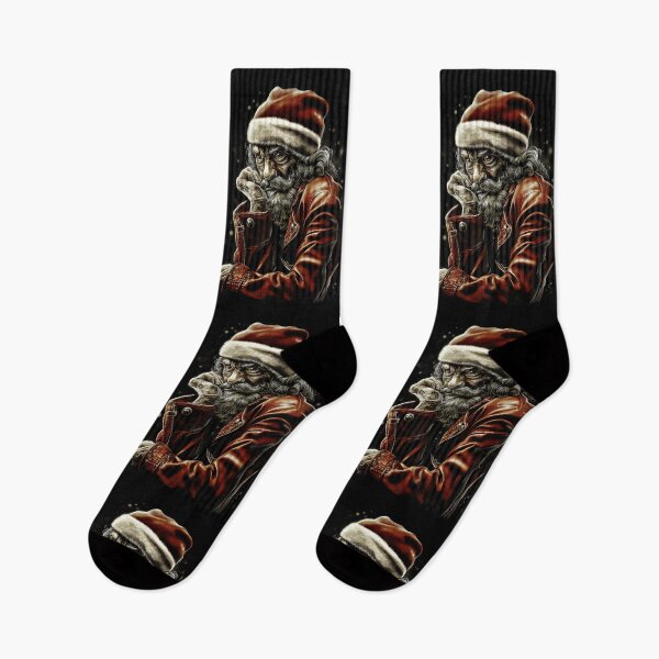 Item preview, Brooding Rebel Santa, designed for black fabrics designed and sold by SteadyRolling.