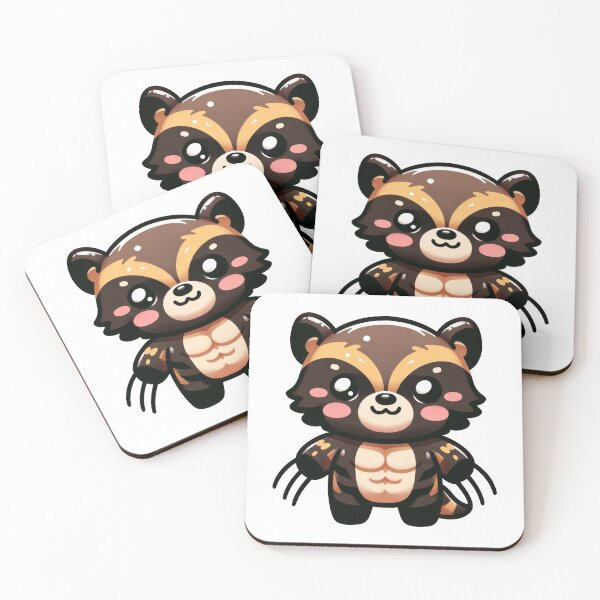 Item preview, Cute Kawaii Raccoon Warrior Cartoon Sticker Design designed and sold by LunaPixelStudio.