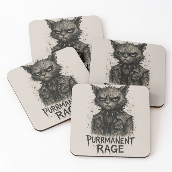 Item preview, Grunge Punk Cat — “Purrmanent Rage” Ink Illustration designed and sold by JonelCrafts.