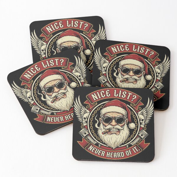 Item preview, Bad Santa Outlaw Biker Christmas | Naughty List Club Retro Rocker Design designed and sold by AOG-DESIGNS.