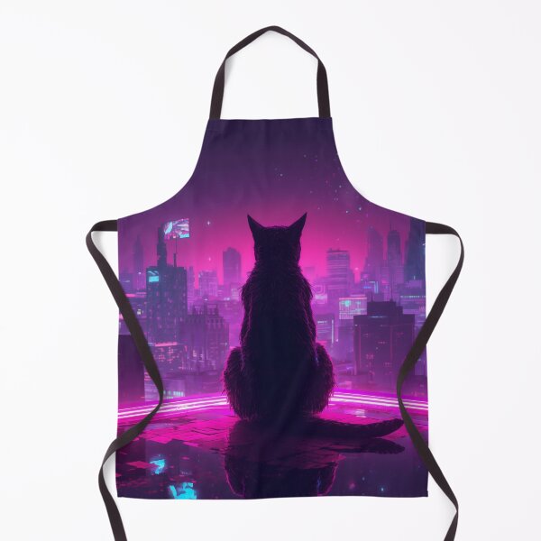 Item preview, Neon Cyberpunk Cat – Futuristic Synthwave Glow Cityscape Art designed and sold by Visualynx.