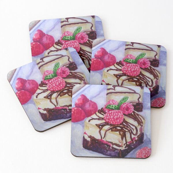 Item preview, Raspberry Chocolate Cheesecake Watercolor Realistic Food Painting  designed and sold by happiartworks .