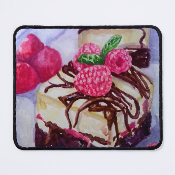 Item preview, Raspberry Chocolate Cheesecake Watercolor Realistic Food Painting  designed and sold by happiartworks .
