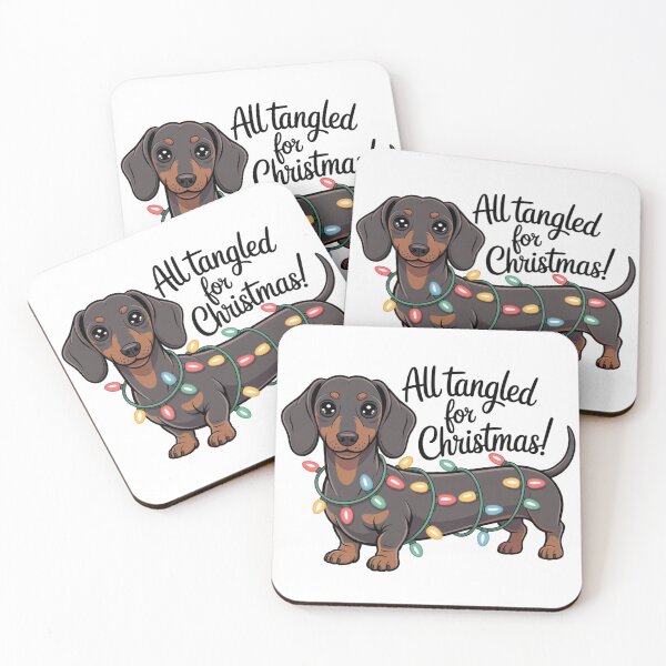 Item preview, Cute Dachshund Christmas Design  All Tangled in Lights  Funny Teckel Holiday Illustration designed and sold by QuikFun.