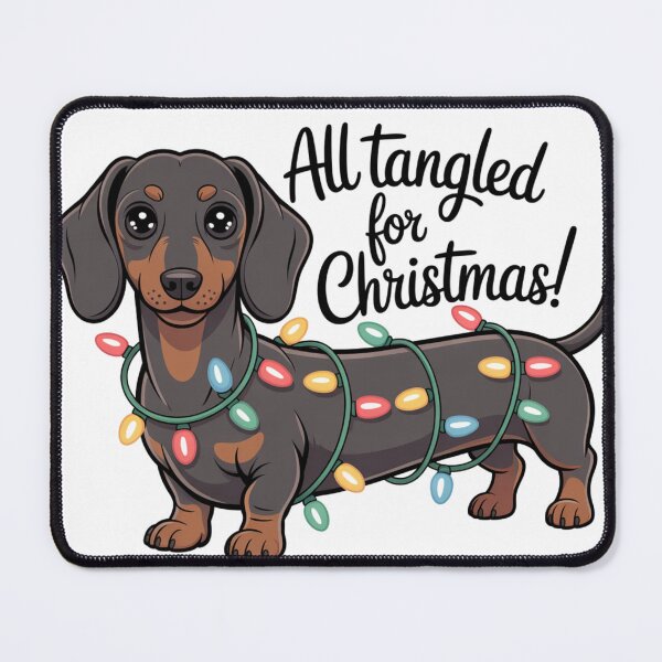 Item preview, Cute Dachshund Christmas Design All Tangled in Lights Funny Teckel Holiday Illustration designed and sold by QuikFun.