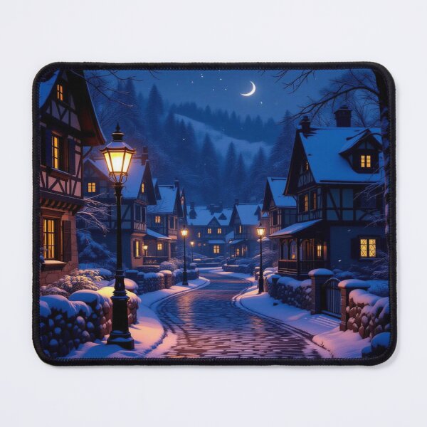 Item preview, Winter Village Glow – Cozy Snow Night with Moonlight Magic & Vintage Streetlamp Romance designed and sold by FotoworldEdel.