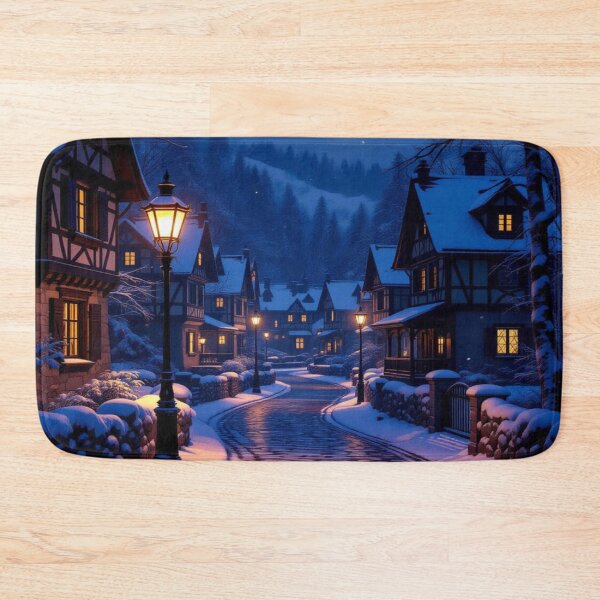 Item preview, Winter Village Glow – Cozy Snow Night with Moonlight Magic & Vintage Streetlamp Romance designed and sold by FotoworldEdel.