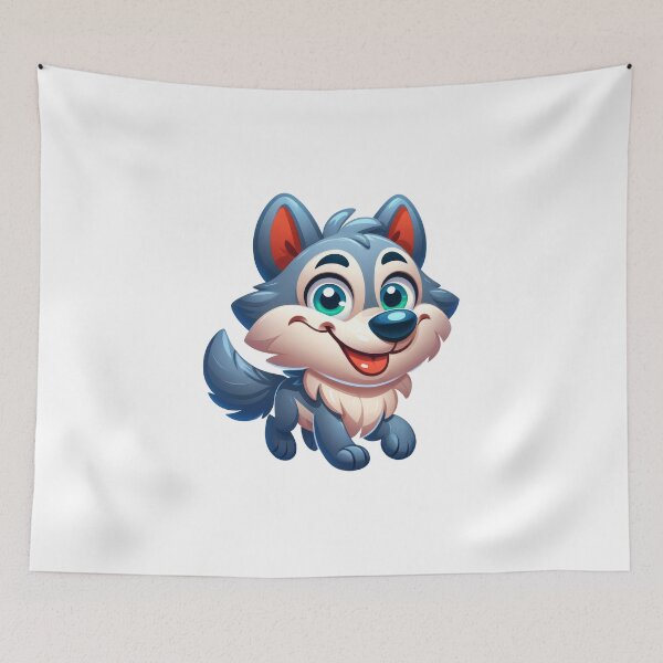 Item preview, Cute Kawaii Wolf Pup Cartoon Sticker Design designed and sold by LunaPixelStudio.