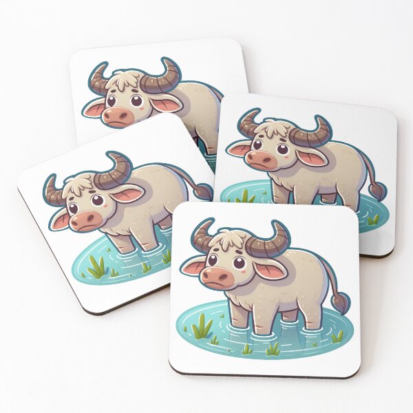 Item preview, Cute Kawaii Water Buffalo Cartoon Sticker Design designed and sold by LunaPixelStudio.