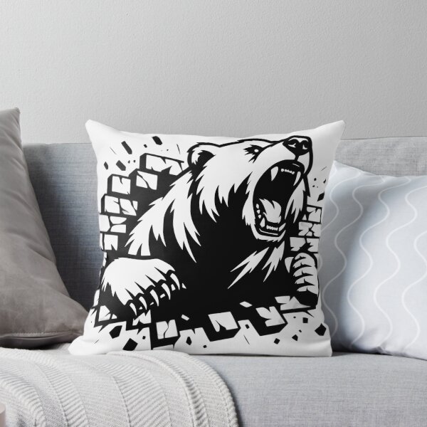 Item preview, 2D Angry Bear Breaking Wall – Fierce Animal Illustration designed and sold by Kruti Collection.