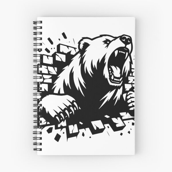 Item preview, 2D Angry Bear Breaking Wall – Fierce Animal Illustration designed and sold by Kruti Collection.