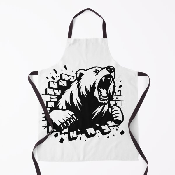 Item preview, 2D Angry Bear Breaking Wall – Fierce Animal Illustration designed and sold by Kruti Collection.