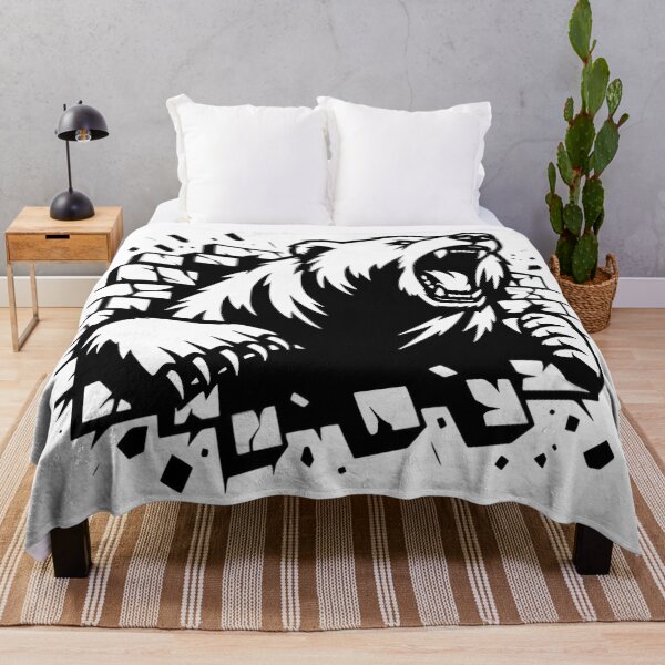Item preview, 2D Angry Bear Breaking Wall – Fierce Animal Illustration designed and sold by Kruti Collection.