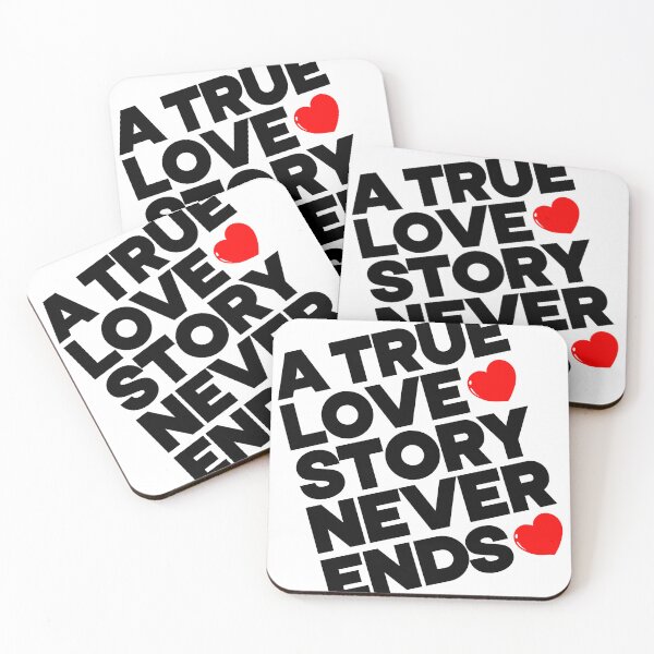 Item preview, A True Love Story Never Ends, Typography Valentine's Day quotes design for Lovers, diagonal orientation designed and sold by HGstudioDesign.