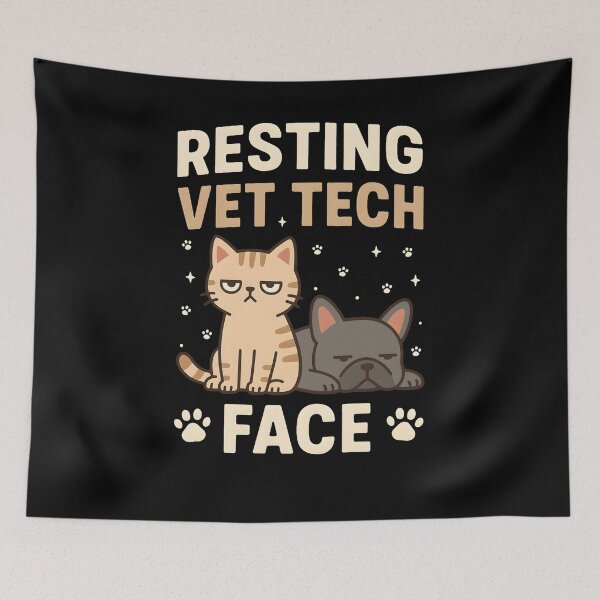 Item preview, Resting Vet Tech Face T-Shirt, Funny Veterinary Technician Gift, Cute Animal Nurse Graphic Tee, Vet Clinic Humor Shirt designed and sold by JoyBoyStudio1.
