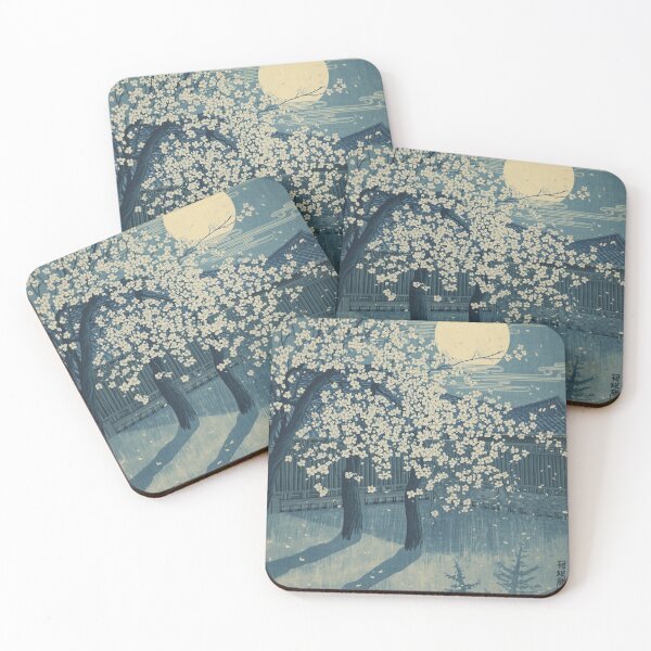 Item preview, Misty Moon Plum Grove – Edo Ukiyo-e Night Landscape in Soft Silver Fog designed and sold by Vandy Fullam.