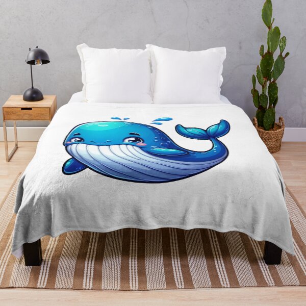 Item preview, Cute Kawaii Blue Whale Cartoon Sticker Design designed and sold by LunaPixelStudio.