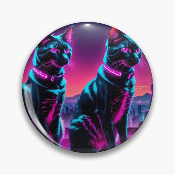 Item preview, Neon Cyberpunk Cat – Futuristic Synthwave Glow Cityscape Art designed and sold by Visualynx.