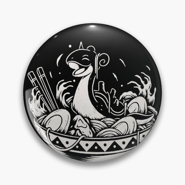 Item preview, Lapras in Ramen Bowl White Ink Black Riso Print: Playful Sea Creature Illustration – Whimsical Lapras Bowl Graphic for Kitchen Vibes & Foodie Gifts designed and sold by WAUZ.