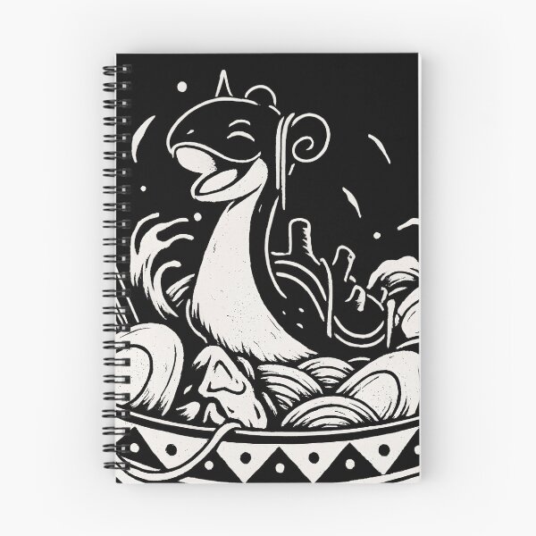 Item preview, Lapras in Ramen Bowl White Ink Black Riso Print: Playful Sea Creature Illustration – Whimsical Lapras Bowl Graphic for Kitchen Vibes & Foodie Gifts designed and sold by WAUZ.