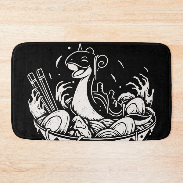 Item preview, Lapras in Ramen Bowl White Ink Black Riso Print: Playful Sea Creature Illustration – Whimsical Lapras Bowl Graphic for Kitchen Vibes & Foodie Gifts designed and sold by WAUZ.