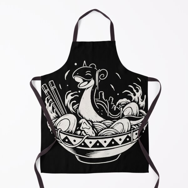 Item preview, Lapras in Ramen Bowl White Ink Black Riso Print: Playful Sea Creature Illustration – Whimsical Lapras Bowl Graphic for Kitchen Vibes & Foodie Gifts designed and sold by WAUZ.